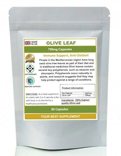 Olive Leaf Capsules 750mg High Strength Supplement Oleuropein 30
