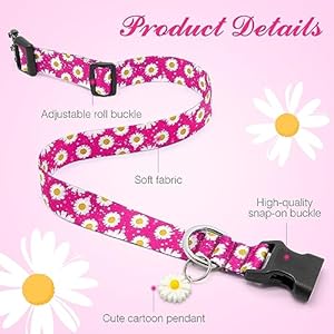 BiPawTi-Pink-Floral-Dog-Collar-for-Girls-Cute-Flower-Dog-Collar-for-Female-Dogs-Dog-Collar-for-Small-Medium-Large-Dogs-XS-Pink - Cucciolini Doodles BiPawTi-Pink-Floral-Dog-Collar-for-Girls-Cute-Flower-Dog-Collar-for-Female-Dogs-Dog-Collar-for-Small-Medium-Large-Dogs-XS-Pink