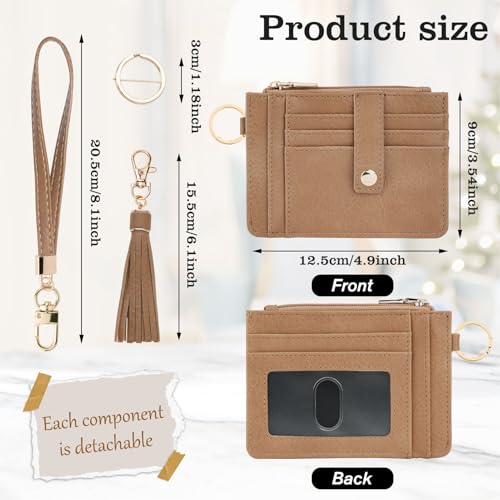 Image of KNGITRYI Small Wristlet Wallets for Women RFID Credit Card Holder Wallet Keychain Wristlet Wallet Credit Card Wallets for Women (Camel)