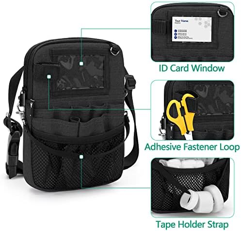 Trunab Vet Nurse Pouch with Multiple Pockets, Nurse Waist Bag Fanny Pack with Adjustable Waist Strap for Stethoscope, Scissors and Other Medical Supplies, Black - Patented Design