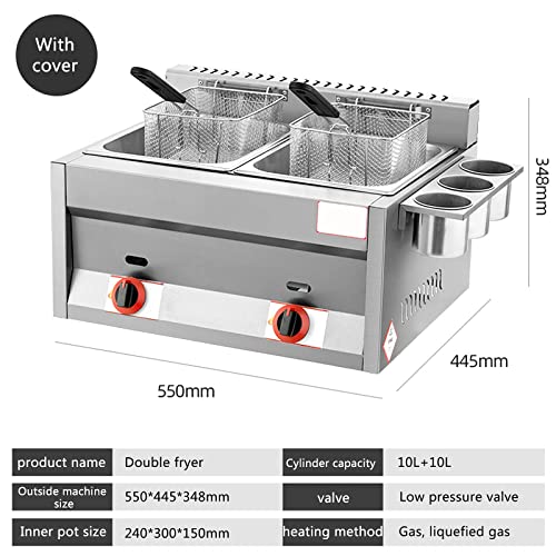 Generic Gas-Fritteuse, Edelstahl-Fritteuse mit hoher Kapazität und Korbschaufel für kommerzielle Restaurant-Arbeitsplatten-Familien-Frittiermaschine – Bild 3