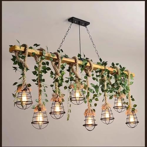 Lustre suspension rétro créatif avec plantes et 8 points lumineux - 5