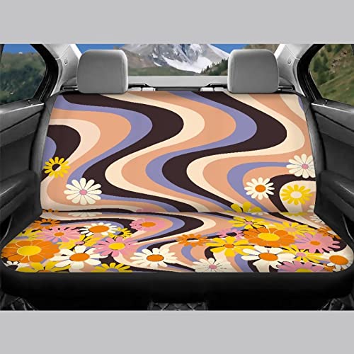 Image of Modysero Flower Print Car Seat Cover Full Set Novelty Soft Elastic All Season Automotive Seat Cover for Women Universal Auto Seat Cover Accessories Fit Most Cars Vehicles