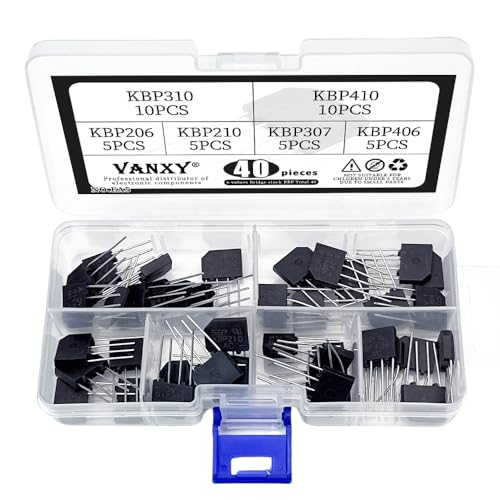 VANXY 6 Types 40Pcs Rectifier Bridges Kits KBP206 KBP210 KBP307 KBP310 KBP406 KBP410 4-Pin Rectifier Stack Industrial Electrical diode