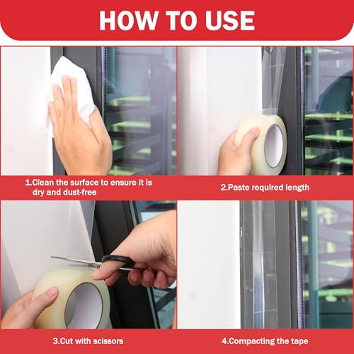 Llpt WWT208 Transparent Weather Stripping Tape 2 Inch X 108 Ft For Window And Door Ultra High Performance Weather Resistant Tape For Window Draft Insulation No Mess thumb #5