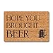 Funny Welcome Monogram Doormats for Entrance Way Indoor Hope You Brought Beer Doormat Personalized Front Porch Decor Mats Kitchen Rugs With Anti-Slip Rubber Back Novelty Gift Mat(23.7 X 15.9 in)