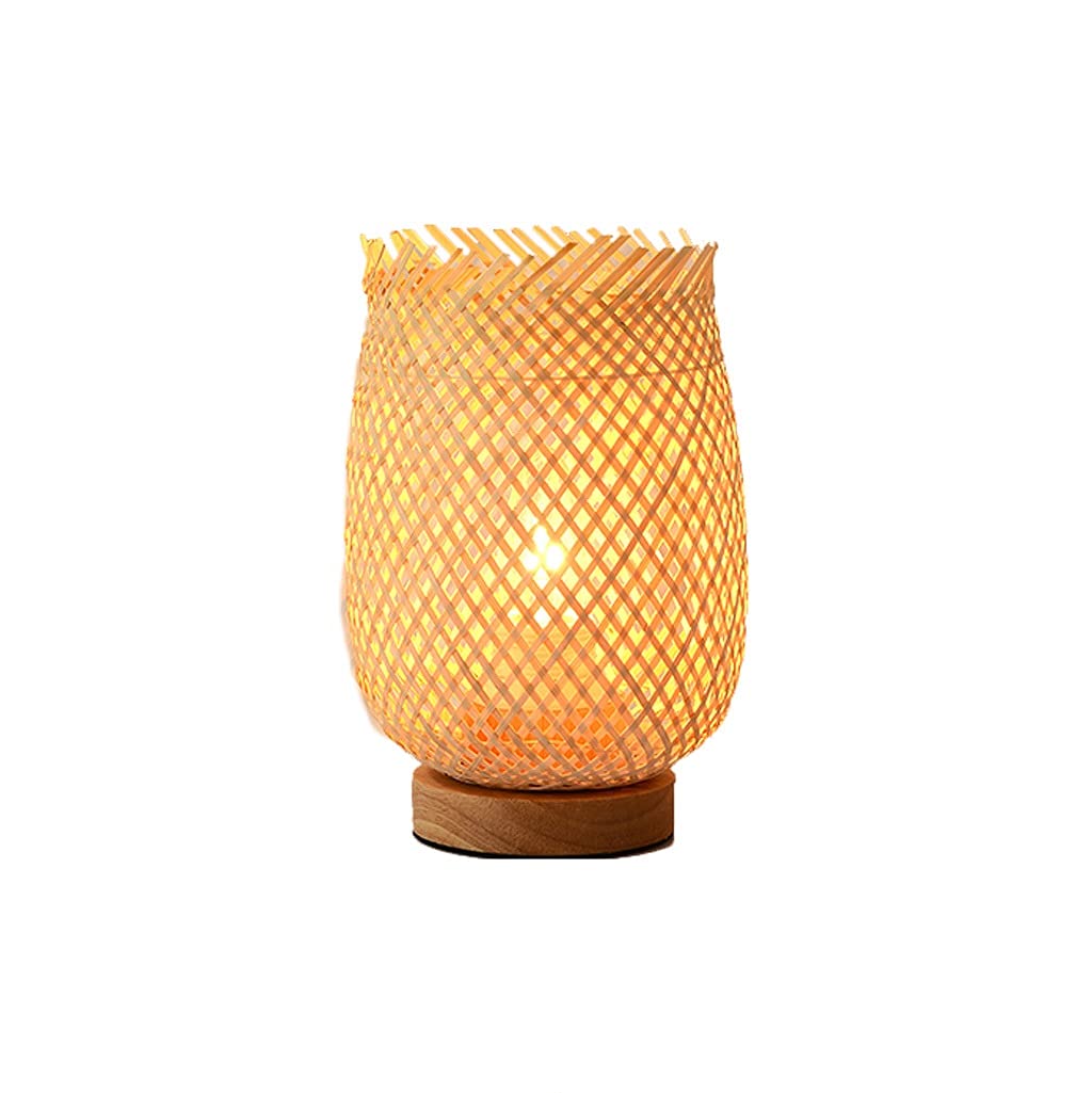 Lámpara de mesa Lampada da tavolo Bamboo Tessitura da comodino Lampada da comodino creativa lampade da comodino a mano adatta for soggiorno e camera da letto dormitorio y sala de estar ( Color : A )