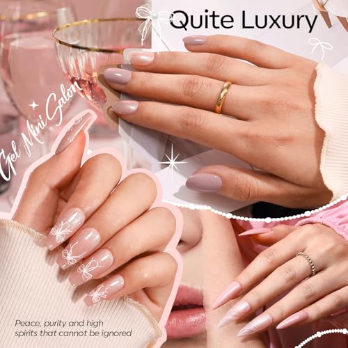 Modelones Gel Nail Polish Kit With U V Light, 4 Colors Gel Mini Salon, Base&Top Coat And Stickers, Milky White Nude Pink Glitter Fall Manicure Set, Diy Home Nail Art Decoration Kit thumb #4