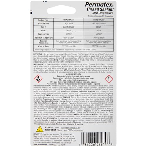 Image of Permatex 59214 High Temperature Thread Sealant, 6 ml Tube