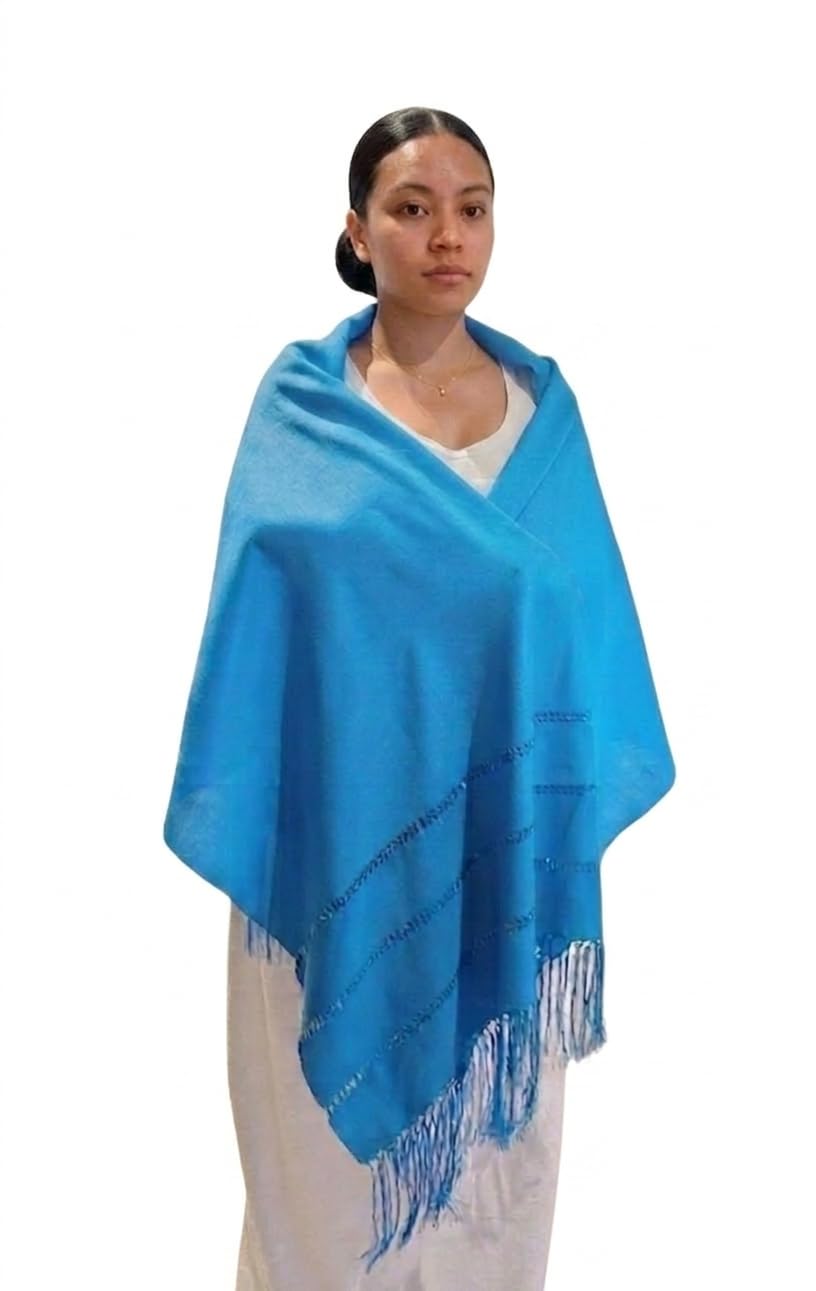 ALKIMIA INC Mexican Handmade Fiesta Rebozo Shawl XLarge (Cyan)