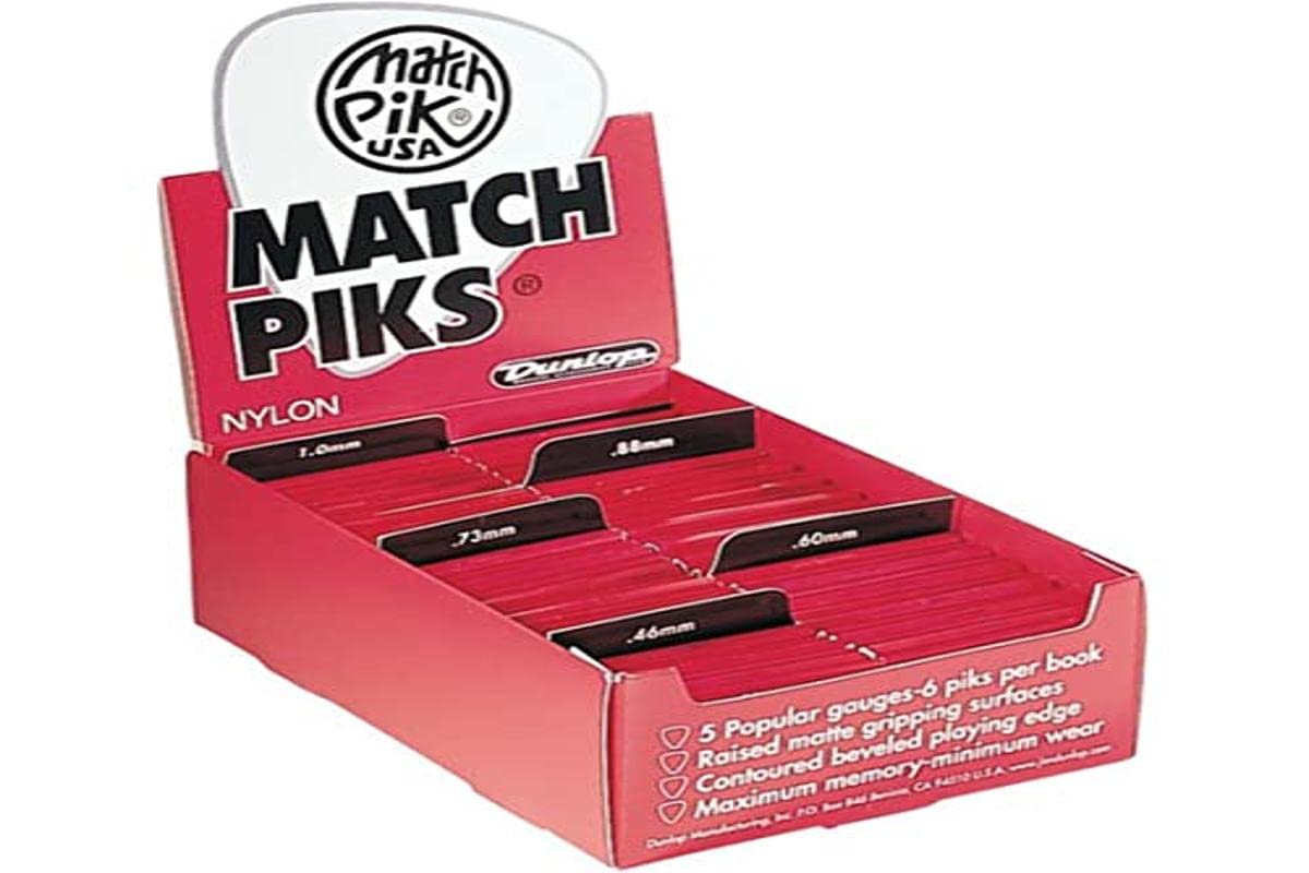 JIM DUNLOP Púas Nylon Match, 12 sacos de 6 Púas, Negro, 0,6mm