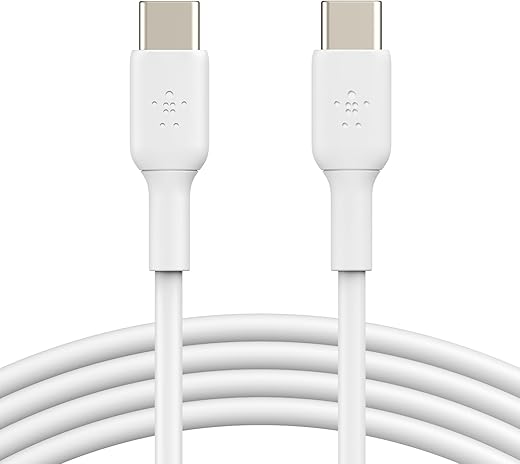 Belkin USB-C to USB-C PVC 6.6 Feet (2 Meter) Fast charging Type C Cable, for iPhone 15 Series and other USB-C Devices, Tough and Durable, 60W PD,…