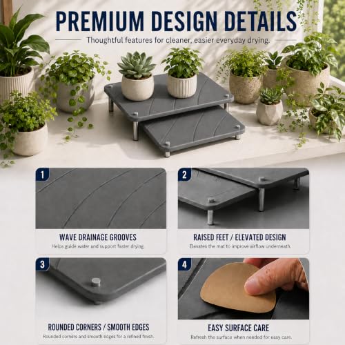 MOONEDGE Nesting Stone Drying Mat for Kitchen Counter with Dish Rack - image 5