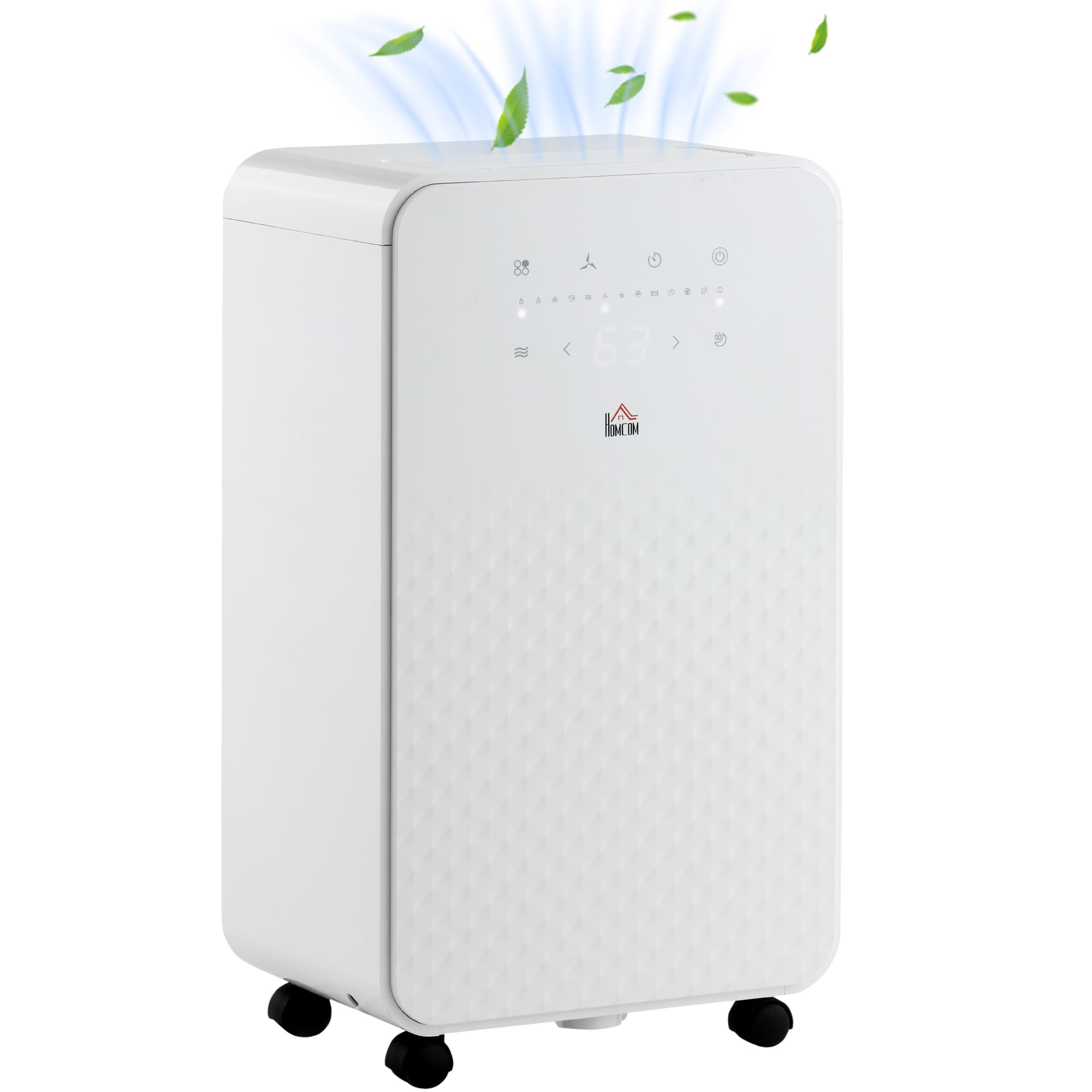 HOMCOM 10L/Day 2000mL Portable Quiet Dehumidifier with Air Purifier Filter, 24H Timer, 5 Modes, Electric Moisture Air Dehumidifier for Home Laundry Basement, White