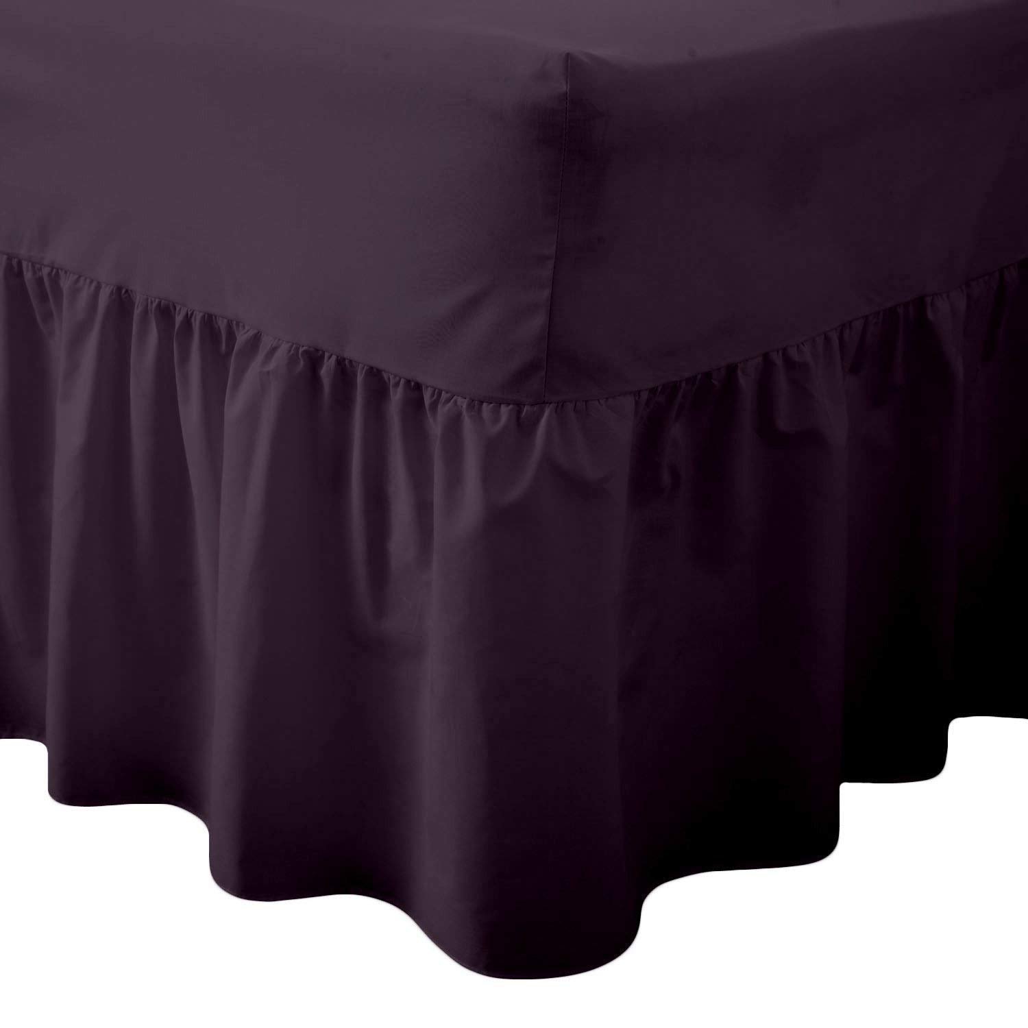 R&Z Luxuary Plain Polycotton Fitted Valance Sheet SIngle, DOuble, King, Super King (Plum/Aubergine, King)
