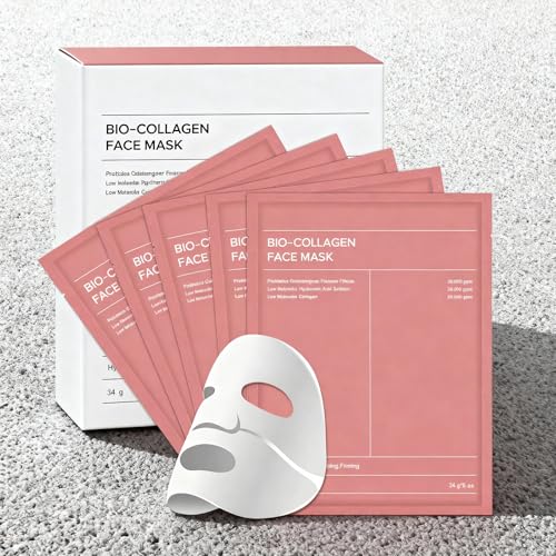 Bio Collagen Face Mask Hydrogel Overnight Masks - Deep for Radiant Glass Skin Glow Night Wrapping Face Mask 5 Pcs/Box
