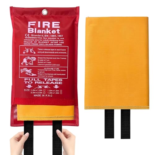 KASTWAVE Fire Suppression Blanket Silicone Coated Fiberglass for Fireplace Outdoor Grill Car Camping Fireproof Safety Blanket (100 * 100 cm 1Pcs)