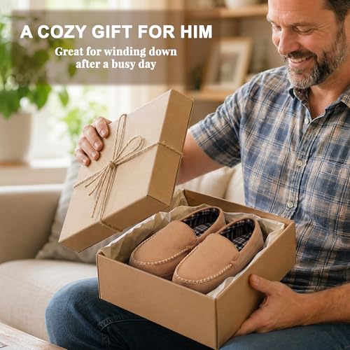 Image of shoeslocker Mens Slippers Microsuede Moccasin Memory Foam House Shoes