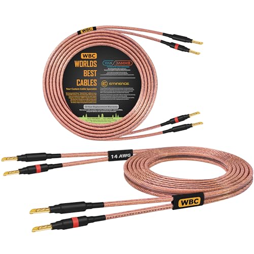 Image of WORLDS BEST CABLES Van Damme 2 x 2.50 mm2 (2x 14AWG) - 2 Meter – 99.99% UP-LCOFC Figure-8 Audiophile Hi-Fi Speaker Cable Pair w/Eminence Gold Plated Banana Plugs