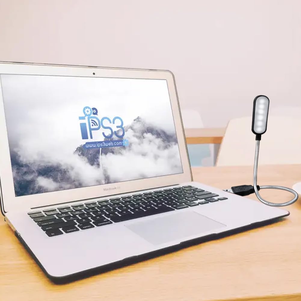 KARELLS Flexibele led-USB-lamp, 4 stuks laptoplamp, mini-licht, USB, flexibel, met oordopjes