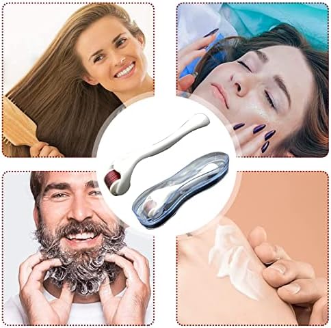 IOPYKKOA Wałek do brody, 0,5 mm, wałek do pobudzania wzrostu brody, wałek do mikronakłuwania, derma roller do wzrostu brody, biało-czerwony