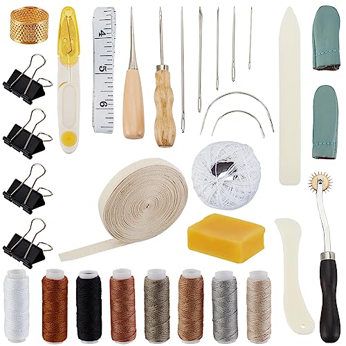 OLYCRAFT Kit de Herramientas de Encuadernación de Libros Juego de Herramientas de Iniciación de Encuadernación con Agujas Tijera Punzón para Carpetas para Suministros de Encuadernación