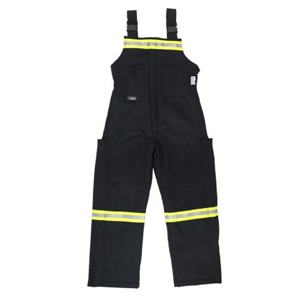 Flame Resistant FR HRC 4 Insulated Reflective Bib Overalls L Black