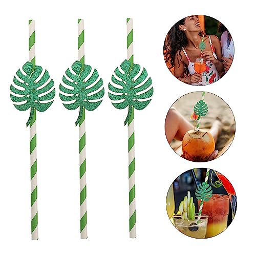 Pitillos de Papel Monstera Verde 20 cm 10 Piezas miniatura 3
