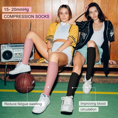 Image of Iseasoo 4 Pairs Compression Socks for Women Circulation-Best Support for Nurses,Running,Athletic,Travel