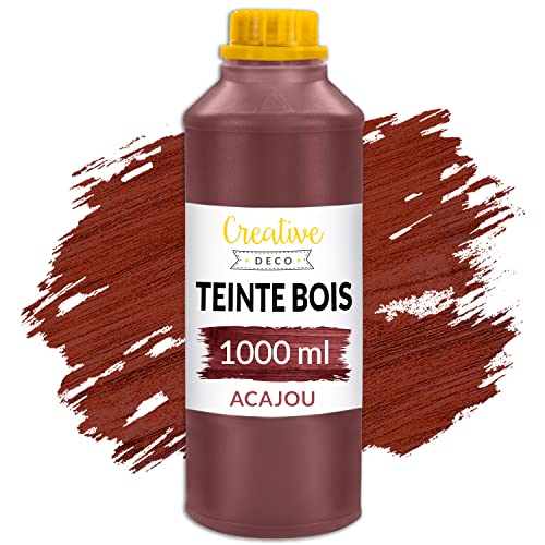 Creative Deco Teinte Bois Acajou 1L | Teinture à Séchage Rapide | Haute Efficacité | Protection de Surface | Vernis Bois Exterieur et Interieur | Non...