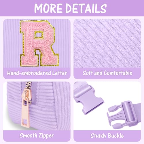 Image of Gitus Girls Birthday Gifts for 10-16 Year Olds - Initial Fanny Pack Belt Bag Crossbody Bag - Trendy & Personalized Preppy Stuff (Lavender-R)