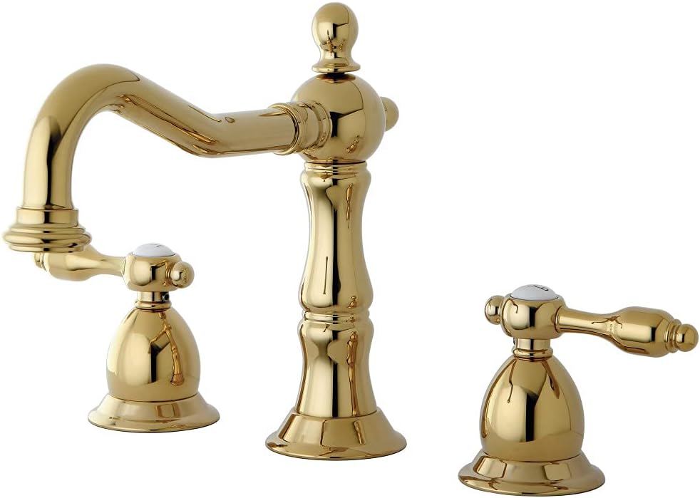 Kingston Brass KS1971TAL Tudor Widespread Lavatory Faucet With ABS/Brass Pop-Up, Polished Chrome, 7-1/2 inch in Spout Reach, Polished Chrome