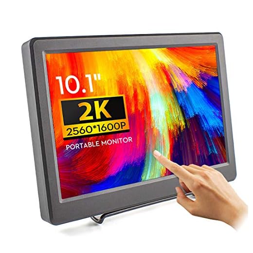 ELECROW 2K Portable Monitor 10.1 Inch Touchscreen Monitor IPS Raspberry Pi Display 2560x1600 Resolution with HDMI DP Port for Raspberry Pi 4/3B Windows PC