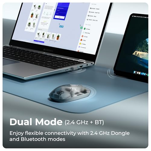 Image of Zebronics Sheer Pro Wireless Mouse, Translucent Design, Up to 1600 DPI, Dual Mode 2.4GHz + BT, 4 Buttons, Type-C Rechargeable, Silent Clicks, USB Nano Receiver, Ergonomic Design (Blue)