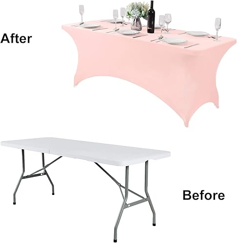 Miniatura 184 de FORLIFE Paquete de 6 manteles de elastano, de ajuste universal para mesas rectangulares de 6 pies, para patios, bodas, banquetes, fiestas