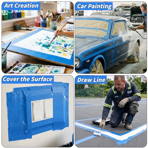 Image of Oleitodh 22 Rolls Blue Painters Tape Bulk 2 inch x 55 Yards, Painters Masking Tape No Residue Wall Painting Tape Artist Tape Trim Edge Finishing Tape for Wall Painting Decoration DIY Supplies