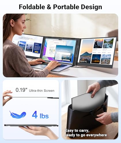 Image of Synnov 15.6 inch Laptop Screen Extender, 1080P FHD Ultra Light & Portable Triple Monitor for Laptops, Fit for 12 inch-17.3 inch Laptops, Plug & Play Travel Monitor Extender Compatible with Wins /MacOS /Chrome