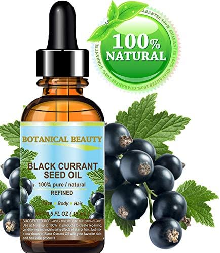 BLACK CURRANT SEED OIL. 100% Pure / Natural / Undiluted / Refined Cold Pressed Carrier oil. 0.5 Fl.oz. - 15ml. For Skin, Hair, Lip and Nail Care. "One of the richest in gamma-linolenic acid, Omega 3, 6 and 9 Essential Fatty Acids". by Botanical Beauty