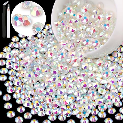 Image of 600PCS SS30 /6mm Crystal Glass Rhinestones for Bedazzling (Transparent AB) | Flatback Rhinestones for Crafting DIY Nail Art Makeup Decoration, Gems Diomand Charms for Tumbler Shoes Clothing Mug