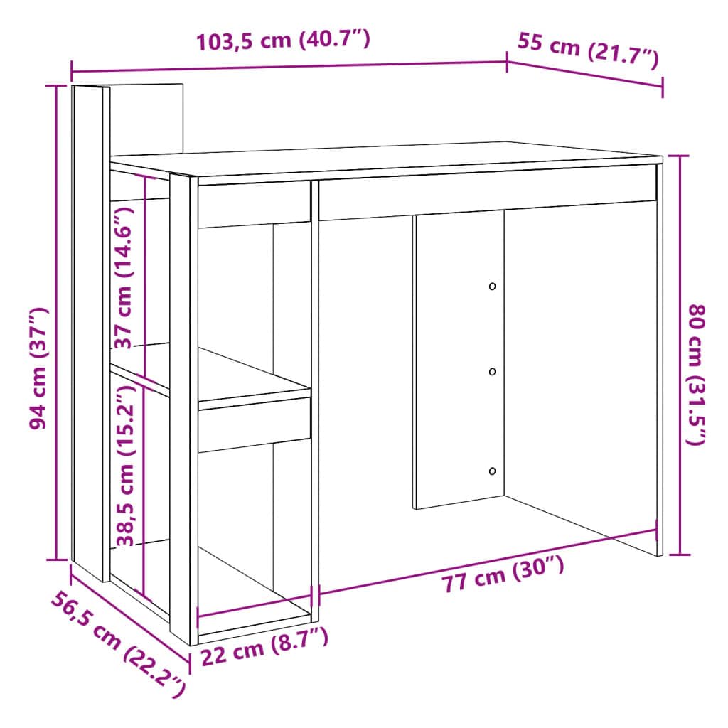 Scrivanie Per Cameretta Scrivania Gaming Tavolo Consolle Scrivania Da Gaming Scrivania Ufficio Bianca 103,5x56,5x94 cm in Legno Multistrato per Soggiorno Studio Sala Studio Camera Da Letto