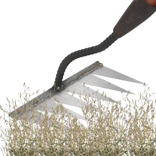 Iron Rake for Gardening and Weeding, Heavy Duty Iron Weeding Rake, Puller Tool Manganese Steel Manual Weeder Claw Remover Tool, Effective Uprooting Tool for Yard and Garden