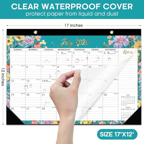 Image of Desk Calendar 2026-2027, 18-Month Calendar Runs from July 2026 to December 2027, Large 17 inch x 12 inch Monthly Desktop & Wall Calendar for Home & Office - Floral