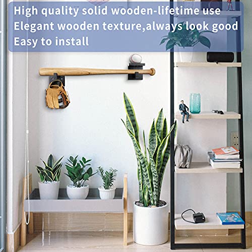 Ak Kyc Baseball Bat Wall Mount Softball Bat Holder Stand For Horizontal & Vertical Display, Solid Wood Baseball Bat Protect Hidden Screws #TOP5