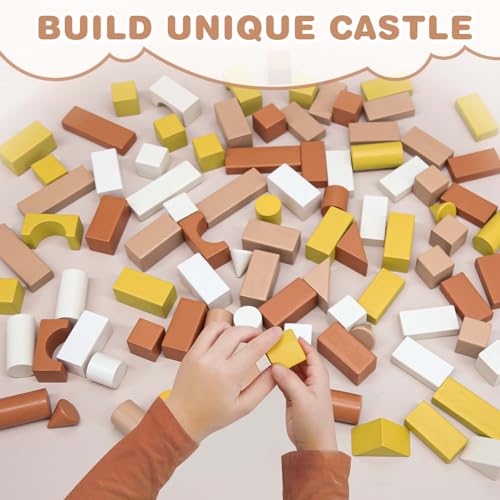 Joyreal MX406 Building Blocks For Toddlers 1-3 - 100Pcs Building Blocks With Innovative Wooden Shapes & Variety Colors thumb #4