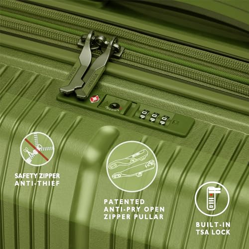 Image of Verage Rome Luggage Set Suitcase,Hardside Lightweight Durable Suitcase with Spinner Wheels, Moss green, Carry-On 20-Inch (Standard), Hardside Expandable Carry on Luggage With Spinner Wheels