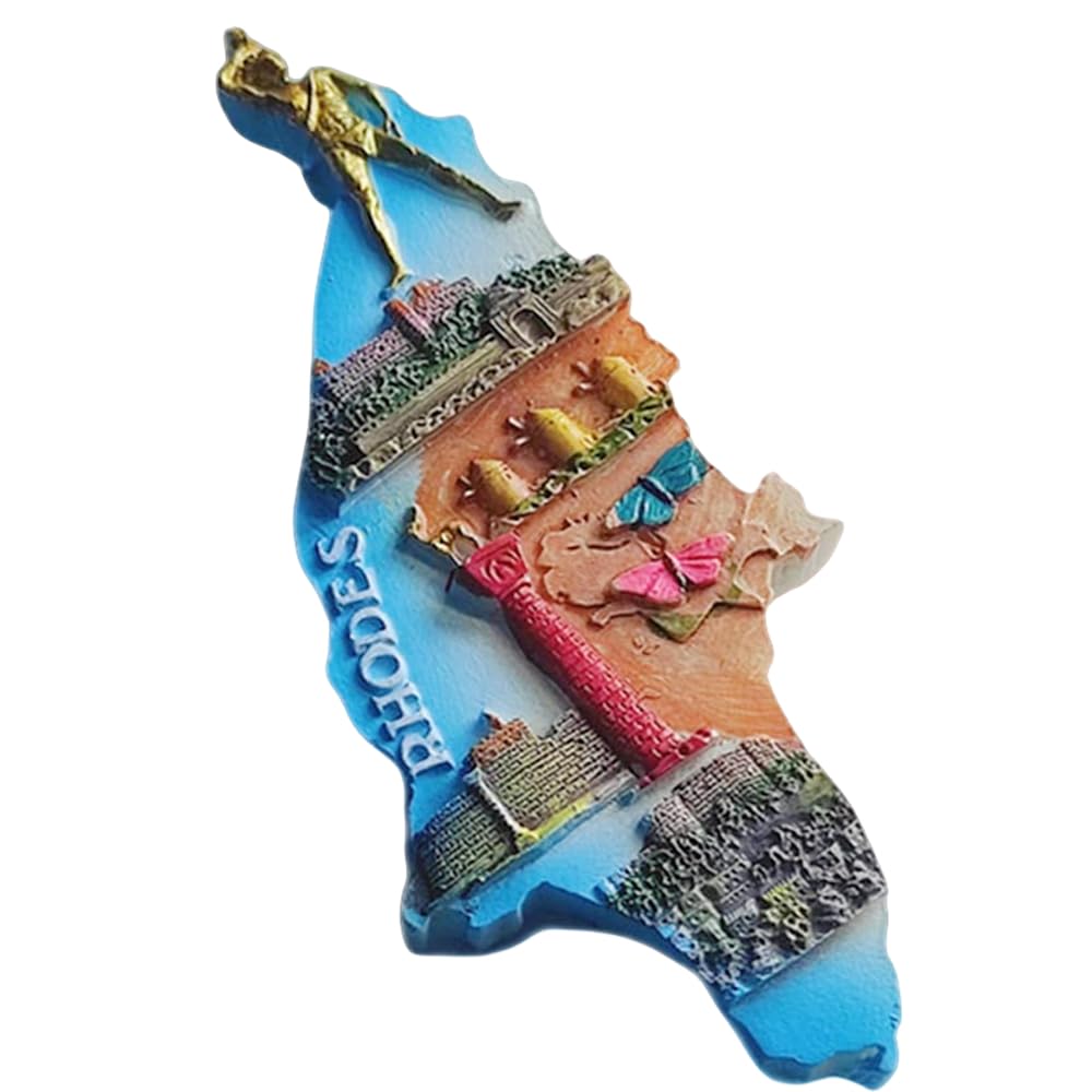 Mapa De Rodas Grecia Imán De Refrigerador Recuerdo De Viaje Decoración De Nevera Pegatina Magnética 3D Colección Artesanía Pintada A Mano