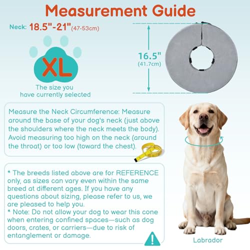 Image of Dog Cone, No-Inflation Sponge Donut Collar for Dogs After Surgery