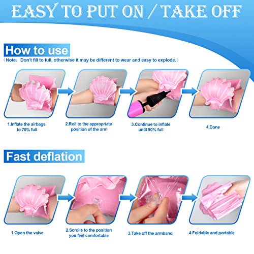 8 Pieces Swim Arm Floaties For Kids Inflatable Swim Armbands Swim Floater Sleeves Swimming Arm Float Rings Water Wings For Toddler Boys Girls (Vivid Style) #TOP6