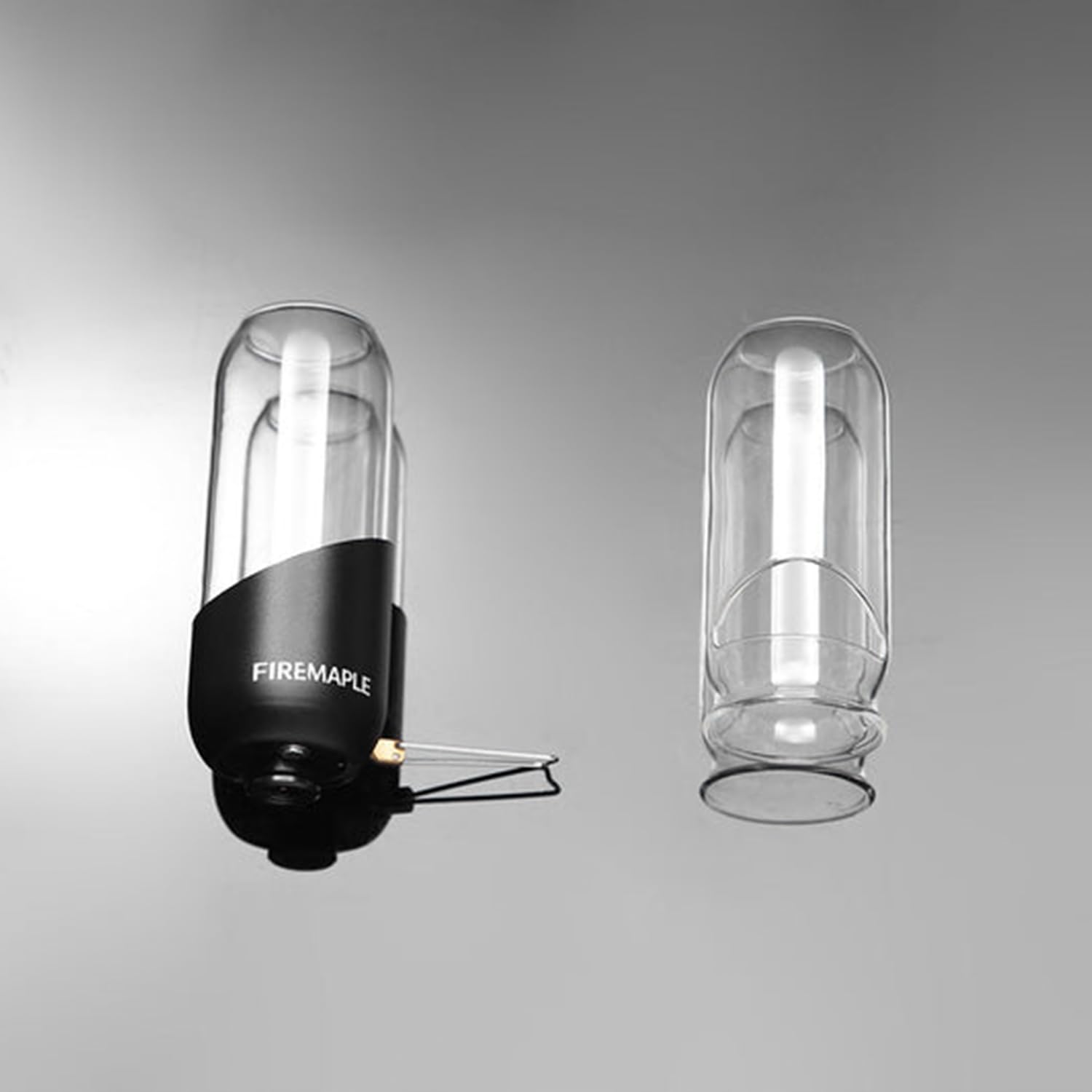 Fire-Maple Lanterne de Camping à Gaz Portable en Verre, Acier et Aluminium, Combustible Propane-Isobutane Luminosité Réglable Eclairage et Lampe de Camping de Camping d'urgence Essentiel (Noir)