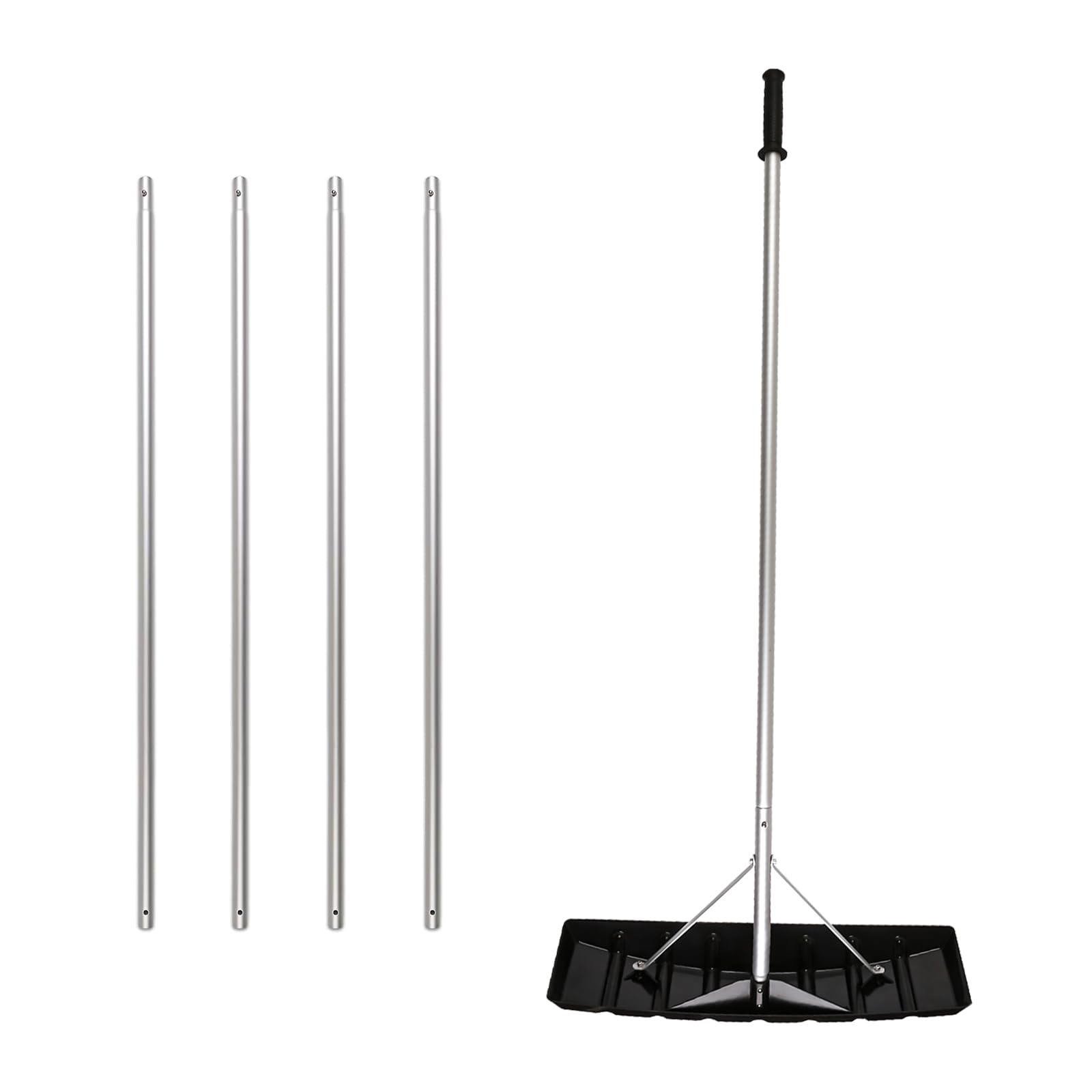Snow Roof Rake Adjustable,Extendable 4.8-20FT Snow Removal Tool w/ 6" by 25" Poly Blade, Aluminunm Frame & Anti-Slip Handle